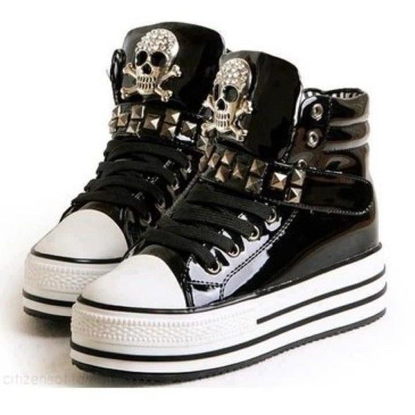 blueshiftfiles Amazing Emo Shoes Collections ❤ liked on Polyvore featuring shoes Emo Shoes, Kasut Wanita, Goth Shoes, Skull Shoes, Mode Grunge, Gothic Shoes, Dr Shoes, Rock Punk, Emo Outfits