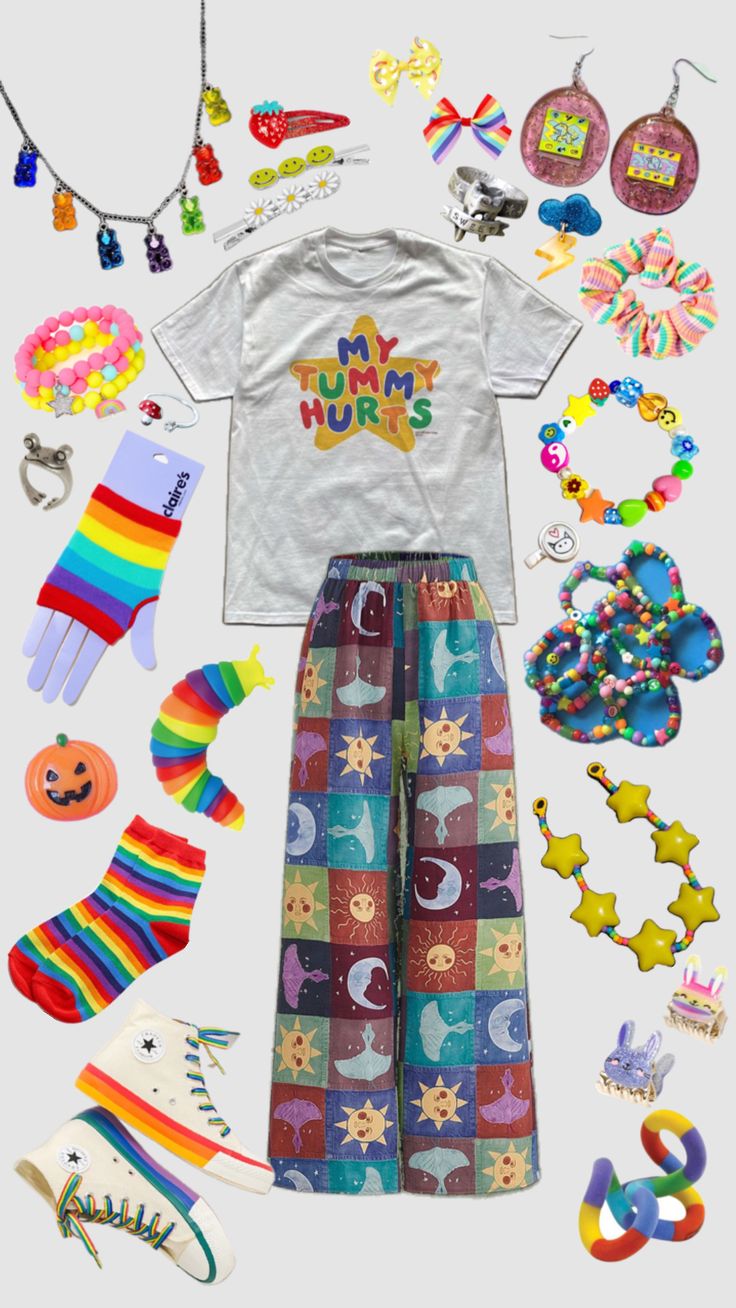 #outfitinspo #kidcore #clowncore #starryashes Kidcore Outfit, Clown Core, Silly Clothes, Cooler Style, Funky Outfits, Scene Kids, Kid Core, Swaggy Outfits, 영감을 주는 캐릭터