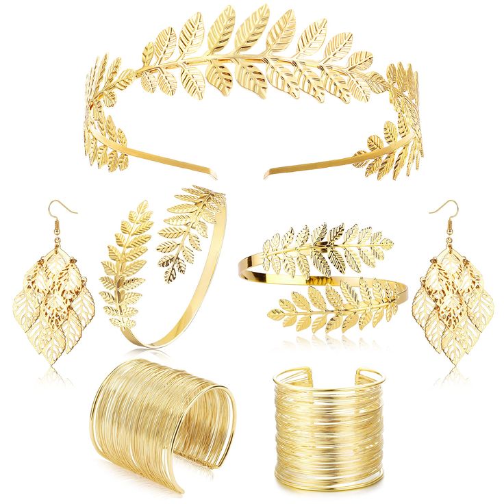 PRICES MAY VARY. ♥Package Includes:The Greek Goddess Accessories include 1 leaf headband, 1 pair of leaf pearl earrings, 1 pair of coil bracelet, 1 pair of coil arm rings, a combination of jewels.The styles are abundant and the quantity is sufficient to meet your daily use and role playing needs. ♥High Quality Material:The greek goddess costume sets for women are made of premium alloy and pearl materials, nickel and lead free, durable and comfortable. Hair band set has good plasticity, exquisite Goddess Costume Accessories, Laurel Leaf Crown, Gold Leaf Crown, Bridesmaid Headpiece, Crown Bracelet, Toga Party, Leaf Headpiece, Greek Goddess Costume, Leaf Crown