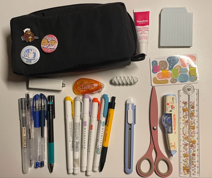 the contents of a travel bag are neatly organized and ready to be used by someone