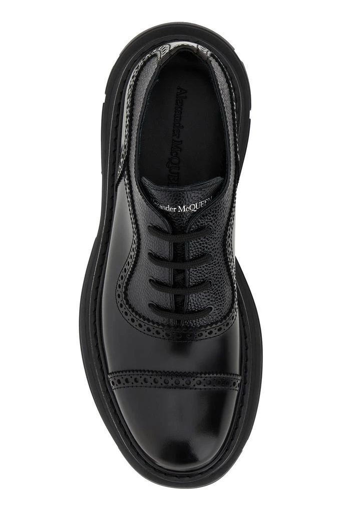 Lace-up shoes realized in polished-finish smooth calf leather and pebble calf leather characterized by derby closure.- Round toe- Semi-brogue- Embossed logo on the inside Shoes Alexander Mcqueen, Zara Style, Gents Shoes, Boot Design, Mcqueen Shoes, Oxford Shoe, Alexander Mcqueen Shoes, Money Magic, Replica Shoes