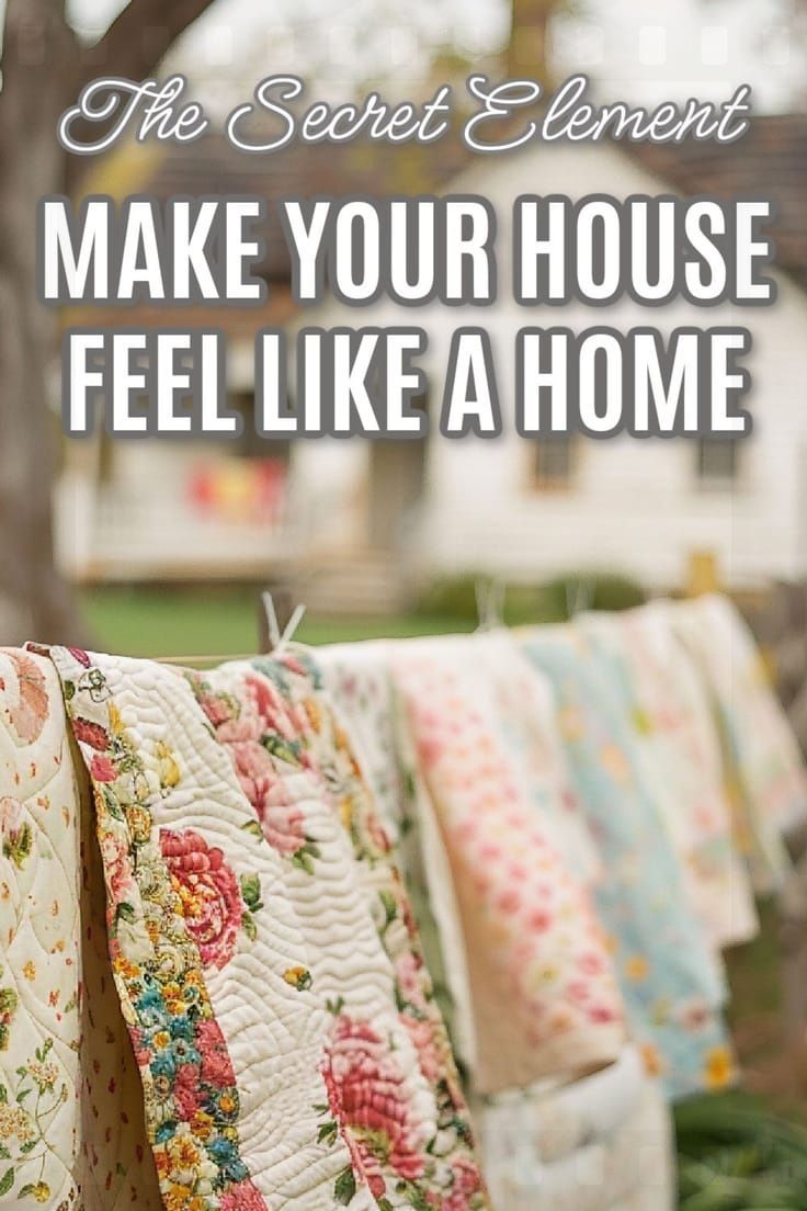 the secret element to make your house feel like a home is quilts hanging outside