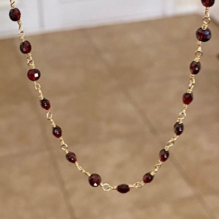 Beautiful garnet beads necklace worn by itself or with cute pendants. Coin Length 16" Extender 2.75" Round Length 28" Garnet is a stone of prosperity and abundance, encouraging gratitude and service to others. It is a deeply spiritual stone also known as the stone of good luck and health. It can help get rid of the negative energies and transform them to positive ones. It's a good gemstone for purification and detoxification. Base Chakra , Heart Chakra.-This information is intended for spiritual Garnet Stone Necklace, Garnet Bead Necklaces For Gifts, Garnet Beaded Necklaces As Gift, Garnet Round Bead Necklace For Gift, Garnet Round Beads Necklace For Gift, Spiritual Garnet Birthstone Jewelry, Garnet Gemstone Necklaces For Jewelry Making, Garnet Birthstone Necklaces For Jewelry Making, Garnet Birthstone Necklace For Jewelry Making