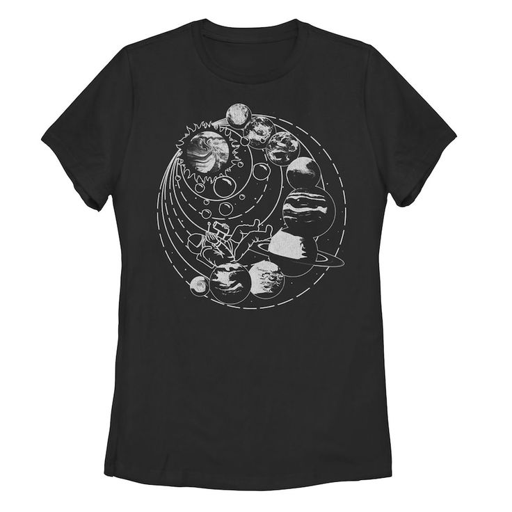 This awesome Juniors' Solar System Bubbles Graphic Tee is a must have for anyone whose eyes and head are among the stars. In black. This awesome Juniors' Solar System Bubbles Graphic Tee is a must have for anyone whose eyes and head are among the stars. In black. Crewneck Short sleeveFABRIC & CARE Cotton Imported Machine wash - Delicate Size: Xxl. Gender: female. Age Group: kids. Material: Cotton / Poly. Space Tshirt, Space Tee, Space Shirts, Tumblr Outfits, Black Crewneck, Boho Shirts, Sistema Solar, J Fashion, Solar System