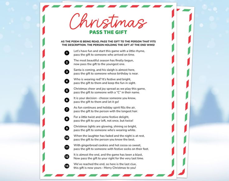 a christmas pass the gift game is shown