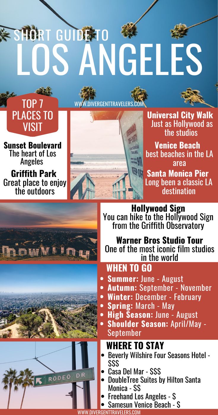 the front cover of a travel guide for los angeles, with pictures and text on it