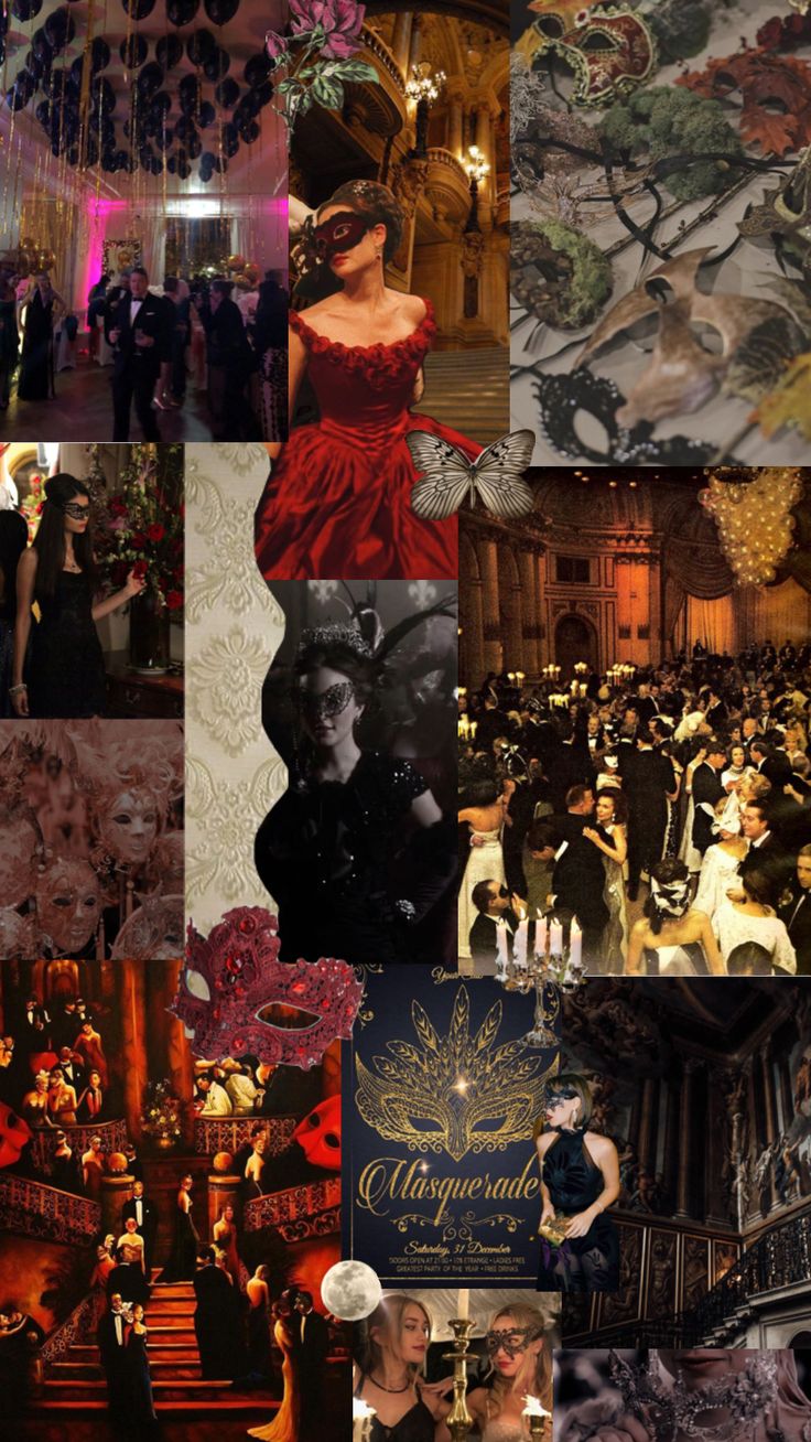 the collage shows many different pictures and people in formal wear, including black dresses