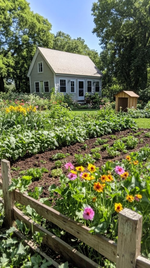 homesteading Growing Up On A Farm Aesthetic, Vegetable Garden Homestead, Tiny Homestead Layout, Simple Homesteading Ideas, Farm Life Hacks, Homestead Mom Aesthetic, Homestead Asethic, Mini Farm Aesthetic, Self Reliant Living