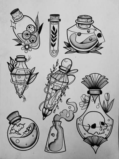 an old school tattoo design with various items