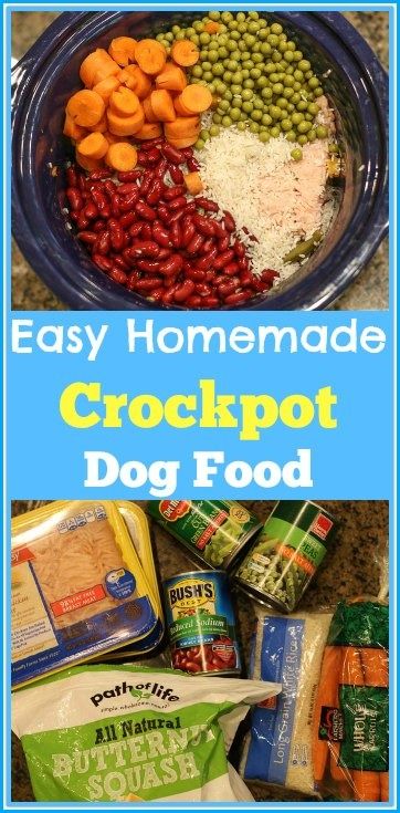 an easy homemade crockpot dog food recipe with peas, carrots and other ingredients