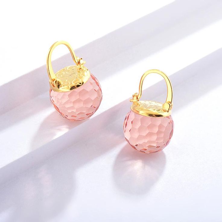 Pierced Yellow Gold Crystal Earrings As Gift, Yellow Gold Pierced Crystal Earrings For Gift, Yellow Gold Pierced Crystal Earrings As Gift, Crystal Briolette Earrings As Gift, Rose Gold Crystal Earrings For Pierced Ears As Gift, Rose Gold Crystal Earrings As A Gift, Gift Briolette Crystal Earrings, Elegant Briolette Crystal Earrings Gift, Elegant Pink Gold Hoop Earrings For Gift