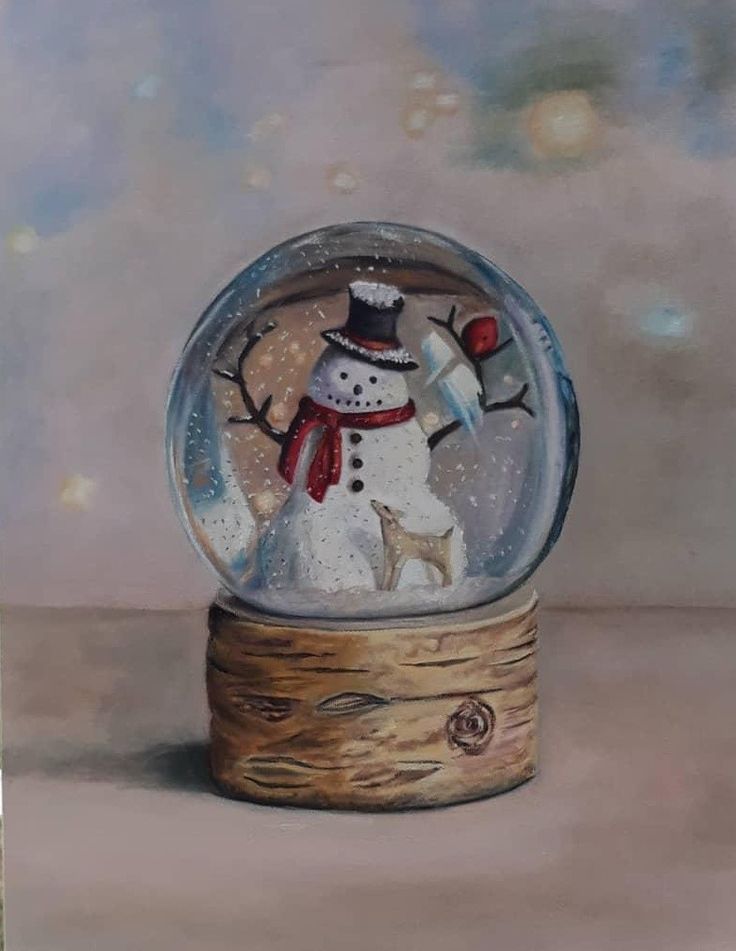 Oil painting snow globe