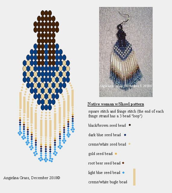 an advertisement for native american bead and leathers, featuring two earrings made from beads