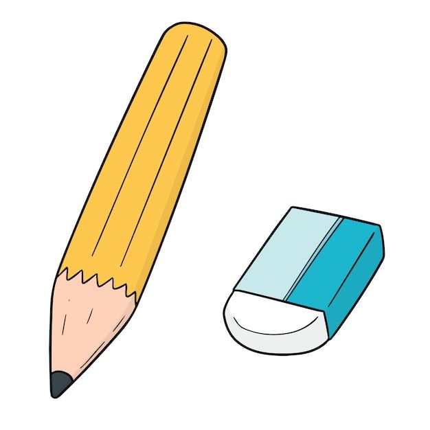 a pencil and eraser on a white background