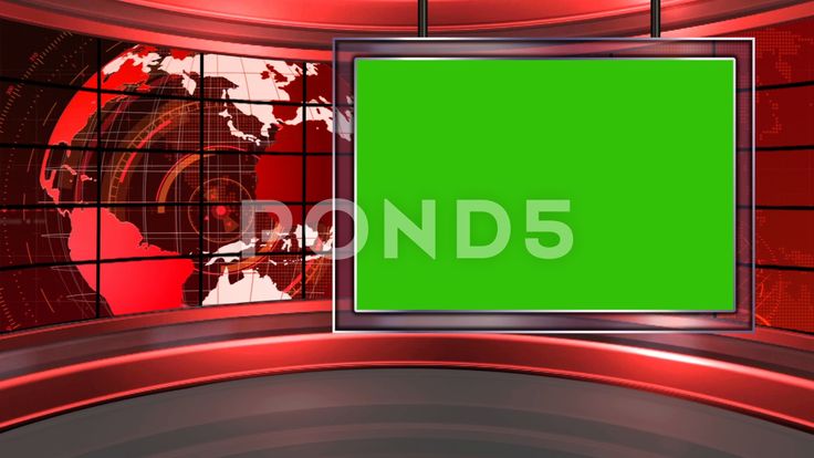 a green screen on a news set with the world map in the background stock illustration