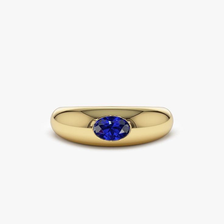 Introducing the 14k Gold Dome Ring featuring a radiant 6x4mm oval cut natural sapphire nestled in a 14k gold dome band. The deep blue color of the sapphire is a perfect complement to the yellow-gold band, creating a seamless look. Sapphire is a birthstone of September; it is believed to bring wisdom, good fortune and peace. The oval cut sapphire and gold dome band give a luxurious and elegant appearance. The 14k gold used in this ring is a perfect balance of durability and beauty, making it a perfect gift for yourself or a loved one who appreciates the timeless look of blue sapphire. ▶ Item Details * Made to Order * Gold Kt: 14K Solid Gold (also available in 18K) * Available Gold Colors: Rose Gold, Yellow Gold, White Gold * Oval Sapphire: 1 pc 6 X 4 MM * Sapphire Carat Weight: 0.53 ctw * R Classic Domed Yellow Gold Sapphire Ring, Classic Yellow Gold Domed Sapphire Ring, Yellow Gold Domed Sapphire Ring, Classic 14k Gold Sapphire Oval Cabochon Ring, Classic Yellow Gold Sapphire Ring Oval Cabochon, Classic Oval Sapphire Ring With Polished Finish, Classic Oval Sapphire Ring, Classic Sapphire Ring Oval Cabochon, Classic Oval Sapphire Signet Ring