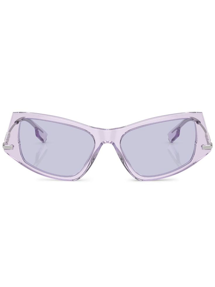 lilac purple acetate silver-tone hardware logo plaque cat-eye frame tinted lenses straight arms straight tips These glasses come with a protective case. Eyewear Logo, Sunglasses Purple, Burberry Eyewear, Hardware Logo, Silver Sunglasses, Burberry Sunglasses, Purple Eyes, Tinted Sunglasses, Cat Eye Frames