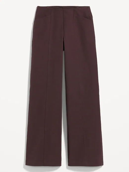 High-Waisted Pull-On Pixie Wide-Leg Pants for Women | Old Navy Mid-rise Pants With Elastic Waistband For Work, Chic Mid-rise Pants With Seam Detailing, High Waist Pull-on Style Pants For Workwear, Mid-rise Bottoms For Workwear In Fall, Fall Straight Leg Bottoms With Seam Detailing, Mid-rise Fall Workwear Bottoms, Stretch Wide-leg Dress Pants With Pockets, Wide-leg Stretch Dress Pants With Pockets, Fall Bottoms With Seam Detailing And Straight Leg