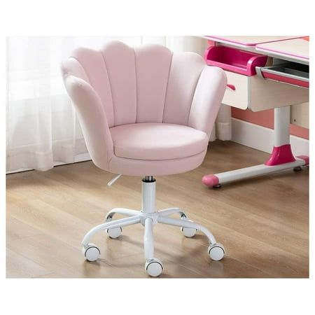 Drevy Velvet Bedroom Chair, Pink Desk Chair, Pink Office Chair, Velvet Bedroom, Upholstered Office Chair, Pink Office, Kids Desk Chair, Vanity Chair, Shell Chair