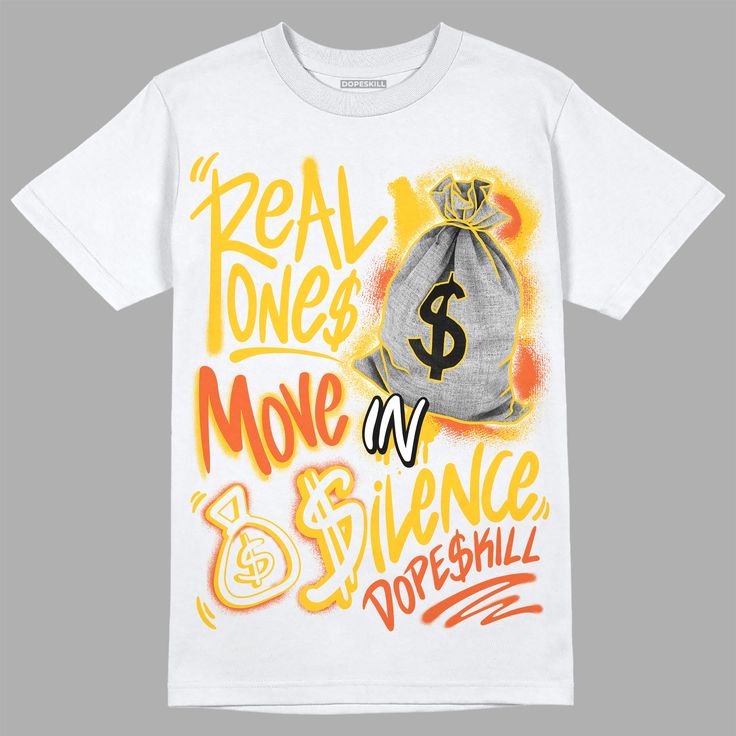 Yellow Sneakers DopeSkill T-Shirt Real Ones Move In Silence Graphic Streetwear - White Urban Hip Hop, Yellow Sneakers, Move In Silence, Hip Hop Streetwear, Fashion People, Mens Clothing, Move In, Sneaker Head, Streetwear Fashion