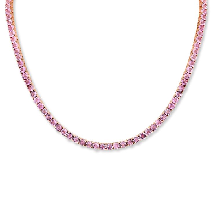 tennis necklace womens Luxury Yellow Gold Pink Sapphire Necklace, Luxury Pink Gold Pink Sapphire Necklaces, Luxury Pink Sapphire Round Jewelry, Luxury Pink Diamond Cut Jewelry, Formal Pink Diamond Necklace, Luxury Pink Sapphire Jewelry With Diamond Cut, Luxury Pink Sapphire Diamond-cut Jewelry, Pink Single Strand Round Jewelry, Pink Round Single Strand Jewelry