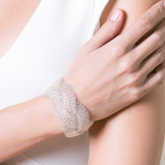 Silver cuff  bracelet ,  Unique bridal jewelry , Braided bracelet Silver Braided Bracelet, Rose Gold Cuff Bracelet, Silver Pearl Bracelet, Bridal Cuff, Unique Bridal Jewelry, Bridesmaid Pearl Earrings, Statement Cuff Bracelet, Wire Crochet Jewelry, Armband Gold