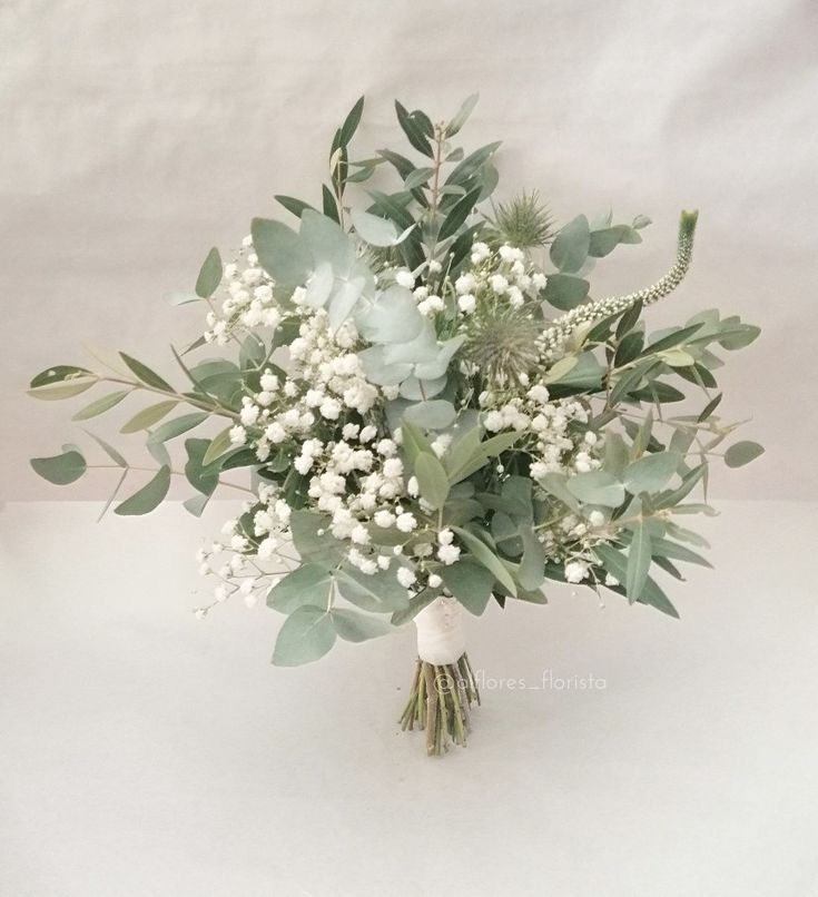 Bridal bouquets Natural Wedding Bouquet Simple, Bridesmaid Bouquet Eucalyptus White, Bridesmaids Greenery Bouquet, Rosemary And Eucalyptus Wedding, Wedding Bouquets Bridesmaids Simple, Bridesmaid Bouquet Vs Bride Bouquet, White And Green Wedding Bouquet Eucalyptus, Simple Green Wedding Bouquets, Light Green Wedding Flowers