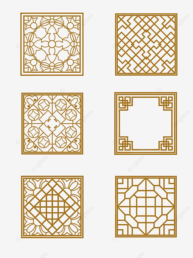 four different types of square and rectangle patterns in gold color, pattern, design, art png and psd