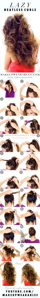 How to easy lazy heatless curls overnight - no heat waves Curls Without Heat, No Heat Hair Curlers, Beach Waves Hair Tutorial, Beachy Waves Hair, Long Hair Waves, Curls No Heat, Curly Hair Drawing, Waves Hair, Beach Wave Hair