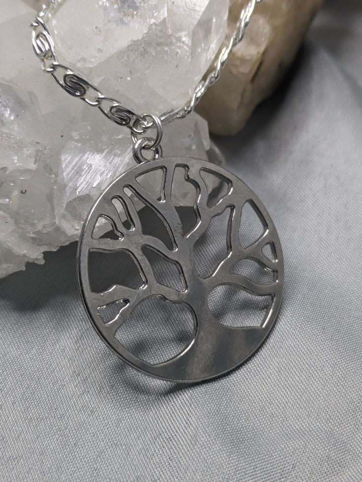 Silver tree of life pendant, stainless steel chain, with bead work. Autumn Tree, Tree Necklace, Silver Tree, Tree Of Life Pendant, Autumn Trees, Steel Chain, Stainless Steel Chain, Tree Of Life, Pendant Necklaces