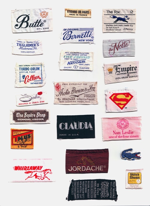 many different types of labels on a white surface