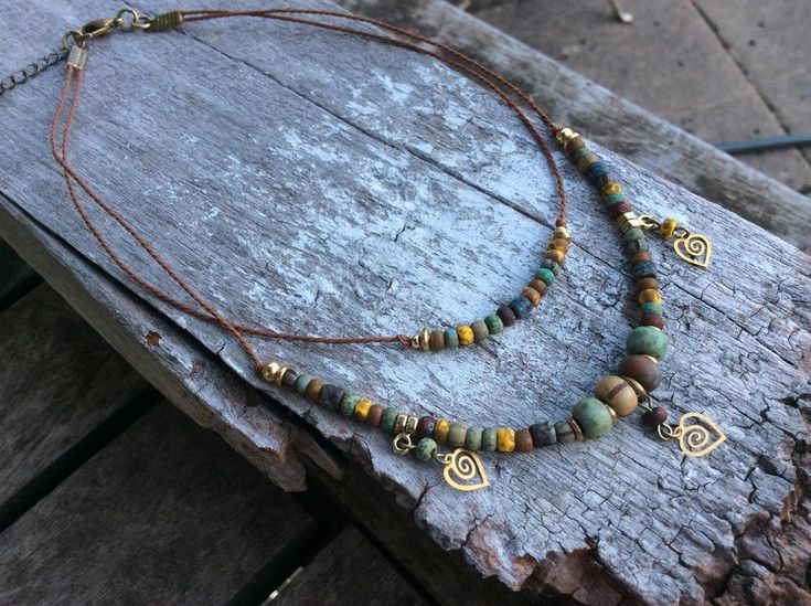 Boho necklaceEarth mother necklaceModern jewelleryCharm | Etsy Boho Necklace Layering, Layered Necklaces Boho, Nature Necklace, Bronze Necklace, Necklace Layering, Hippie Necklace, Mothers Necklace, Necklace Heart, Bohemian Necklace