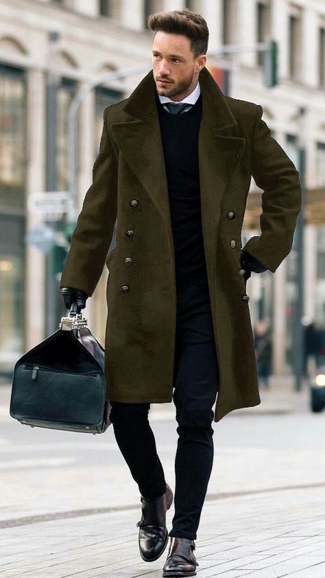 Men Coat Outfit, Long Coat Men, Men Fashion Photo, Men's Trench Coat, Suit Ideas, Wool Winter Coat, Outfits Hombre, Trench Coat Men, Coat Men