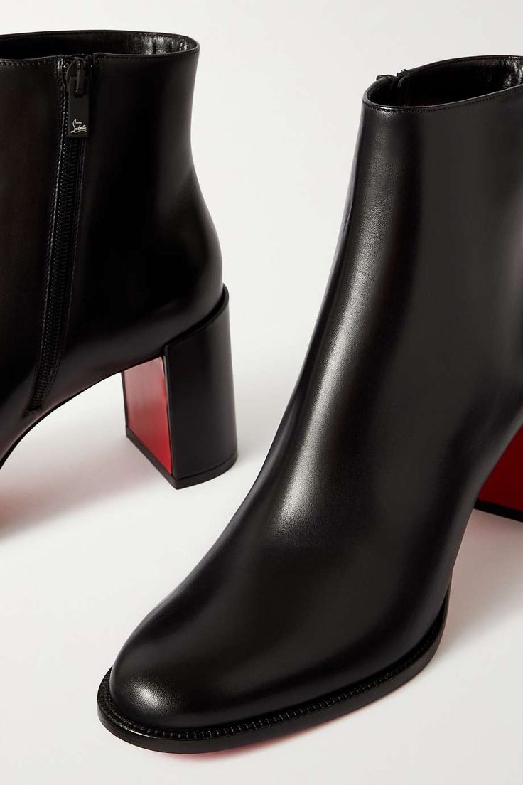 Black Adoxa 70 leather ankle boots | CHRISTIAN LOUBOUTIN | NET-A-PORTER Office Ankle Boots With Reinforced Heel, Classic Formal Mid-calf Boots With Block Heel, Luxury Workwear Boots With Reinforced Heel, Office Boots With Sculpted Heel, Office Ankle-high Boots With Sculpted Heel, Designer Chelsea Ankle Boots For Work, Chic Calf Leather Boots With Red Sole, Luxury Ankle Boots With Stacked Heel, Luxury Office Boots With Reinforced Heel