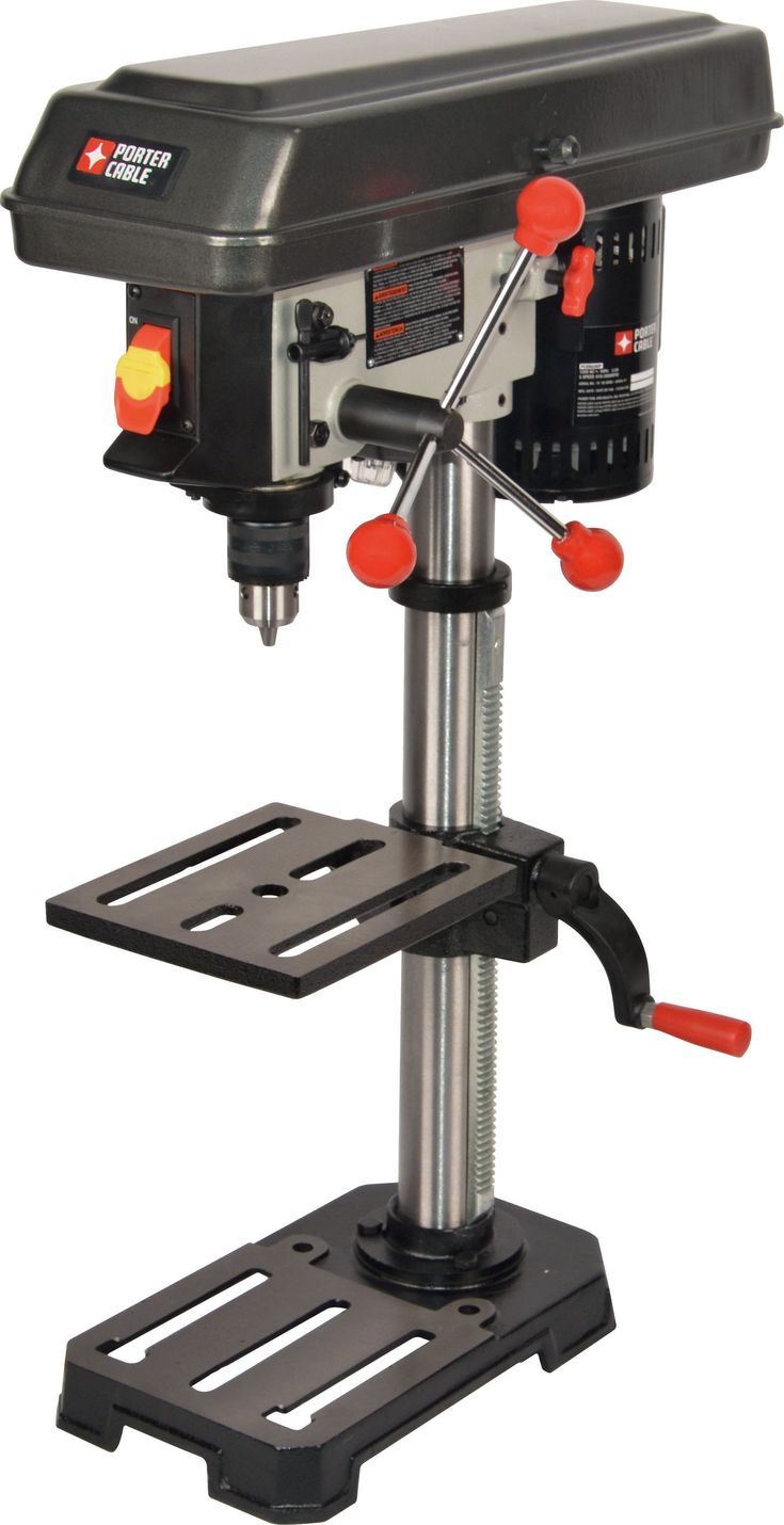 the driller is mounted on top of a stand for drilling holes and screws