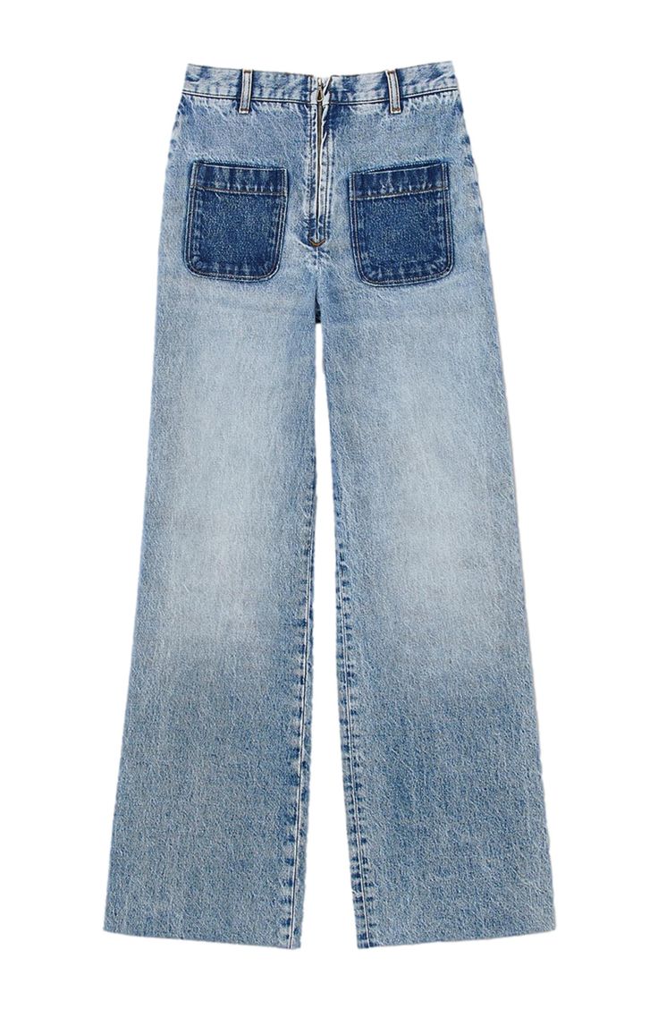 High-waisted denim jeans with wide legs and front patch pockets in a contrasting wash. Sandro Women's high-waisted jeans Wide legs Patch pockets on front and back Contrast front pockets Belt loops Zipped front fastening The model is 5'9 tall and wears a size 4 Wide Leg Flare Jeans With Pockets, Medium Wash Wide-leg Bottoms With Contrast Stitching, Medium Wash Wide Leg Bottoms With Contrast Stitching, Wide Leg Bottoms With Contrast Stitching In Medium Wash, Wide Leg Medium Wash Pants With Contrast Stitching, Denim Blue Wide Leg Flare Jeans With Hip Pockets, Retro Medium Wash Jeans With Pockets, Denim Blue Wide Leg Jeans With Welt Pockets, Wide Leg Jeans With Welt Pockets In Denim Blue