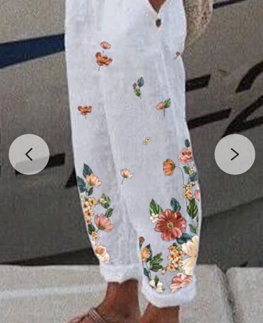 Women's Mid-Waist Casual Loose Floral Printed Pant Long Pants Casual, Linen Harem Pants, Floral Print Pants, Cotton Linen Pants, Casual Bottoms, Traje Casual, Casual Wide Leg Pants, Type Of Pants, Womens Loungewear