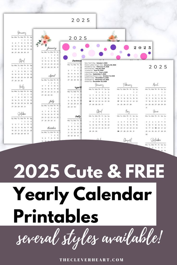 2025 yearly calendar printable 2025 Free Printable Calendar, Free Printable 2025 Calendar, Free Printable Calendars, Printable Yearly Calendar, Monthly Printable, Printable Calendars, Cute Styles, Printables Freebies, Free Printable Calendar