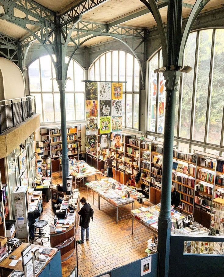 an overhead view of a library filled with lots of books