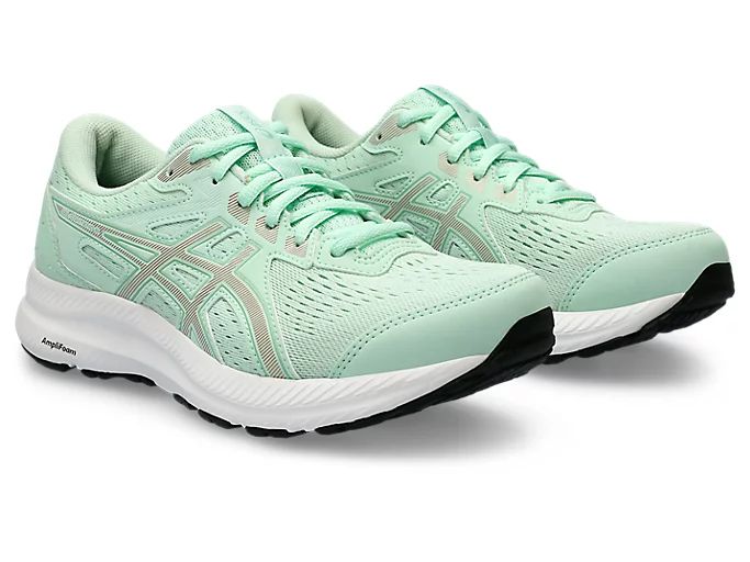 Women's GEL-CONTEND 8 | Mint Tint/Champagne | Running Shoes | ASICS Asics Gel Cushioned Mesh Running Shoes, Asics Running Shoes With Gel Cushioning And Mesh Material, Asics Mesh Running Shoes With Gel Cushioning, Asics Synthetic Running Shoes With Arch Support, Synthetic Running Shoes With Arch Support, Asics Breathable Synthetic Trail Running Shoes, Asics Mesh Running Shoes For Training, Asics Mesh Training Running Shoes, Asics Synthetic Sneakers With Arch Support