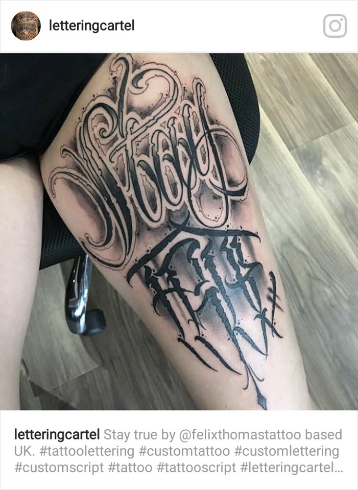 a person with a tattoo on their leg