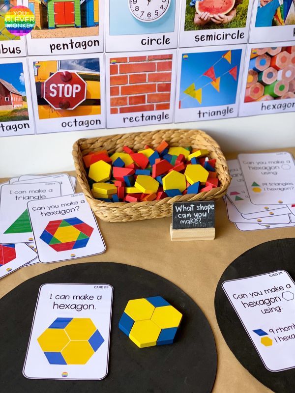 the table is set up with several different shapes and numbers to match each other's colors