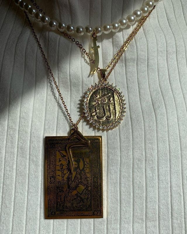 Arabic Jewelry Necklaces, Islam Jewelry, Mecca Hajj, Muslim Necklace, Arab Gold, Islamic Necklace, Allah Necklace, Arabic Necklace, Arabic Jewelry