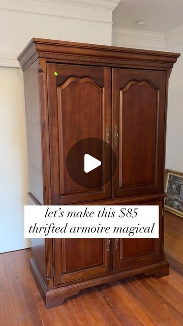 a wooden cabinet with the words let's make this $ 55 thrifted armorore