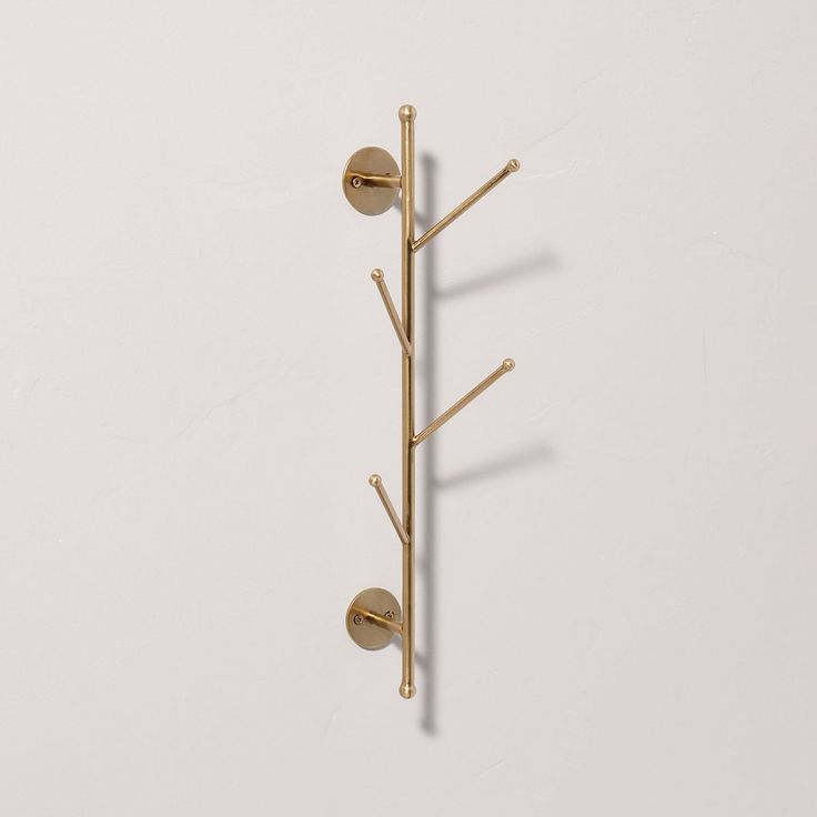 a wall mounted coat rack with three hooks