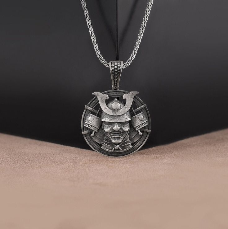 Samurai 3D Pendant, Japanese Warrior Mens Necklace, Medieval Necklace for Boyfriend, Warrior Necklace for Him, Oxidized Silver Men Necklace    This beautiful silver Samurai 3D pendant is a must-have for fans of Japanese history and culture. The intricate design features a samurai warrior in full armor, ready for battle.   The pendant is expertly crafted from silver, giving it a stunning shine and durability. The 3D design adds depth and dimension to the piece, making it a standout addition to an Durable Viking Style Jewelry Gift, Silver Engraved Warrior Necklace, Silver Warrior Style Necklace For Gift, Black Warrior Style Jewelry For Gift, Black Warrior Style Jewelry As Gift, Necklace For Boyfriend, Silver Samurai, Medieval Necklace, Necklace For Him