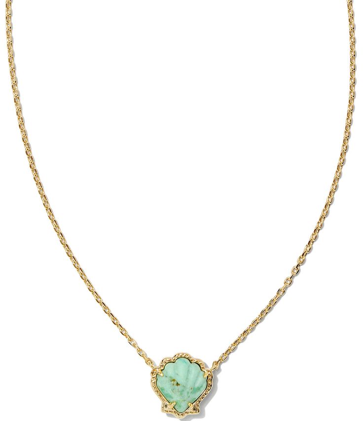 From Kendra Scott, the Brynne Shell Short Pendant Necklace features:Short pendant necklace14K gold over brass Lobster clasp w/single adjustable slider bead closureApprox. 19" length Imported. Gold Sea Shell Necklace, Cute Necklaces, Short Pendant Necklace, Wishlist 2024, Kendra Scott Necklace, Seashell Necklace, Bohemian Necklace, Shell Necklace, Shell Necklaces