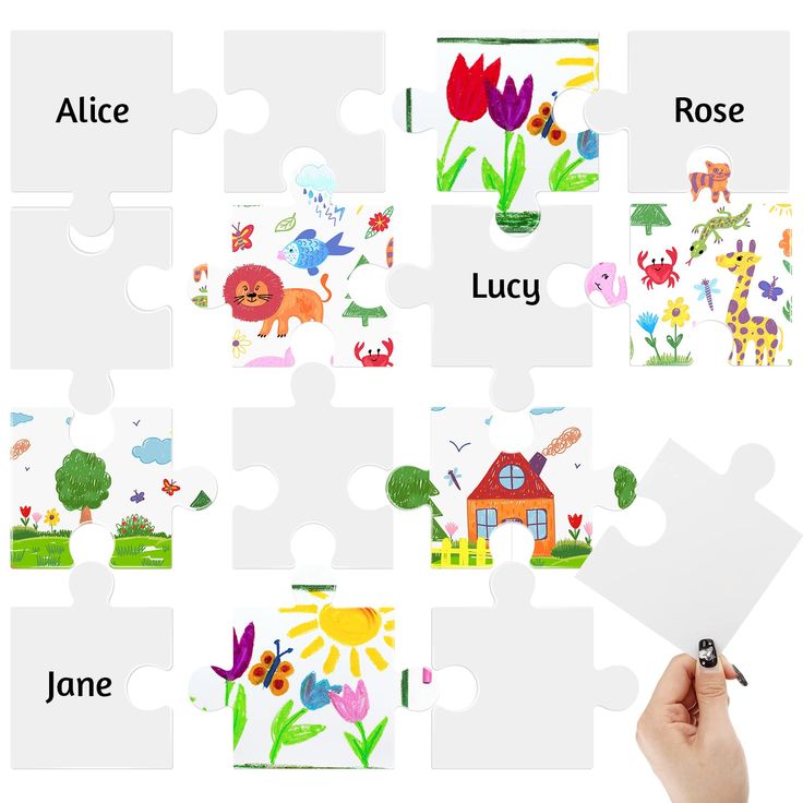 a person holding a piece of paper with pictures on it and the words alice, rose, jane,