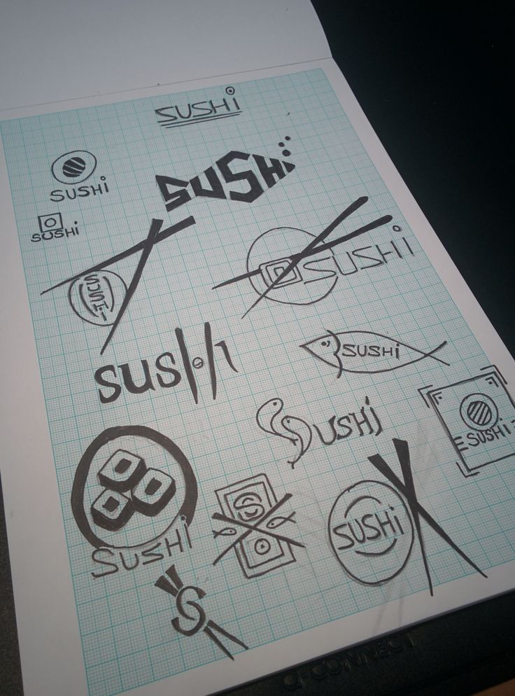 a piece of paper that has various stickers on it, including scissors and sushi