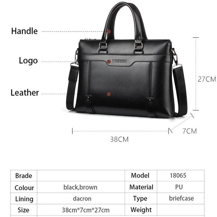 SPECIFICATIONSsize: 38*7*27 cmStyle: CasualShape: SatchelsPattern Type: SolidOrigin: CN(Origin)Occasion: VersatileModel Number: 10Main Material: PULining Material: polyesterInterior: Interior Zipper PocketInterior: Cell Phone PocketInterior: Computer InterlayerInterior: Interior CompartmentInterior: Interior Slot PocketHardness: SoftGender: MENExterior: Silt PocketClosure Type: zipper Black Laptop Bag With Zipper For Business Trips, Black Shoulder Bag With Laptop Sleeve For Office, Black Leather Shoulder Bag For Business, Black Office Shoulder Bag With Laptop Sleeve, Black Business Shoulder Bag, Business Laptop Bag With Large Capacity And Double Handle, Black Rectangular Bag For Business Meetings, Black Bags With Adjustable Strap For Business Trips, Black Bag With Adjustable Strap For Business Trips